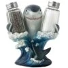Decorative Great White Shark Glass Salt And Pepper Shaker Set With Holder Figurine For Beach Bar Or Tropical Kitchen Decor Sculptures & Table Decorations By Home 'n Gifts