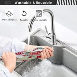 The Rose Rose Kitchen Faucet Absorbent Mat Red Floral Check Sink Splash Guard Faucet Handle Drip Catcher Mat Fast Drying Water Splash Mats Countertop Pad 2pcs -Peugeot Shop 518NOOnzIyL