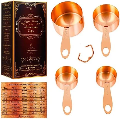 Copper Measuring Cups And Spoons Set Of 9 - Premium Gift Packaging + Cooking Conversions Chart. Extra Sturdy Stainless Steel With Copper Finish, Satin And Mirror Polish. Gift Under 25 Dollars. 6 Copper Measuring Cups And Spoons Set Of 9 - Premium Gift Packaging + Cooking Conversions Chart. Extra Sturdy Stainless Steel With Copper Finish, Satin And Mirror Polish. Gift Under 25 Dollars. - Image 6