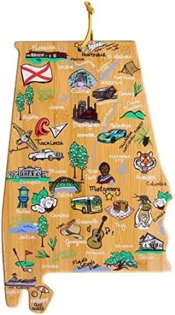 Exas State Shaped Cutting Board And Charcuterie Serving Platter With Artwork By Fish Kiss, Includes Hang Tie For Wall Display -Peugeot Shop 518PADOSk8L. AC