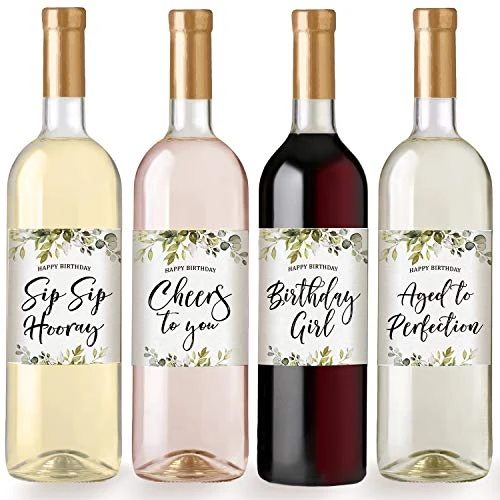Printed Party Birthday Wine Bottle Labels, Greenery, Set Of 6 2 Printed Party Birthday Wine Bottle Labels, Greenery, Set Of 6 - Image 2