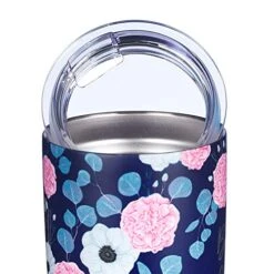 Stainless Steel Double-Wall Vacuum Insulated Travel Mug Tumbler With Lid For Women: Be Still & Know - Psalm 46:10 Inspirational Bible Verse, Hot/Cold, Navy/Pink Floral, 18 Oz. -Peugeot Shop 518RIp5dEkL