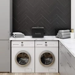 Enamelware Laundry Powder Container (Black), Enamelware Detergent Bin With Scoop