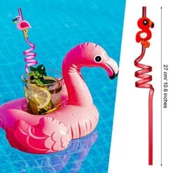 24 Pieces Flamingo Straws Reusable Luau Hawaiian Pool Straws Long Plastic Decorative Drinking Straws For Birthday Party Hawaiian Party Favors Table Decorations -Peugeot Shop 518Z0kPBwyL