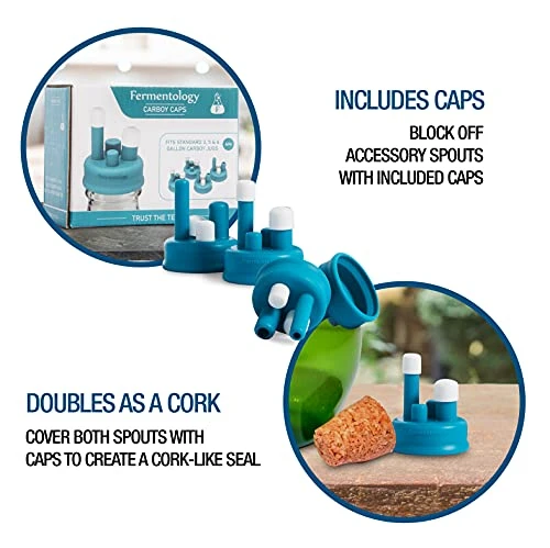 Fermentology Carboy Caps – 4 Pk Silicone Caps For Fermenting In 3/5/6 Gallon Glass Jugs – Homebrew Wine, Beer, Mead 4 Fermentology Carboy Caps – 4 Pk Silicone Caps For Fermenting In 3/5/6 Gallon Glass Jugs – Homebrew Wine, Beer, Mead - Image 4