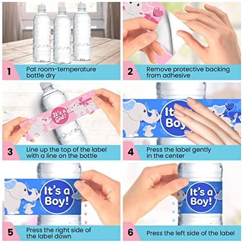 Uper Cute, Waterproof, Boy Or Girl? Water Bottle Label 24 PK. Fun, Elephant Party Favor Design. Durable, Pink And Blue Favors For Baby Shower, Sprinkles Or Gender Reveal. Guests Love Our Drink Labels 6 Uper Cute, Waterproof, Boy Or Girl? Water Bottle Label 24 PK. Fun, Elephant Party Favor Design. Durable, Pink And Blue Favors For Baby Shower, Sprinkles Or Gender Reveal. Guests Love Our Drink Labels - Image 6