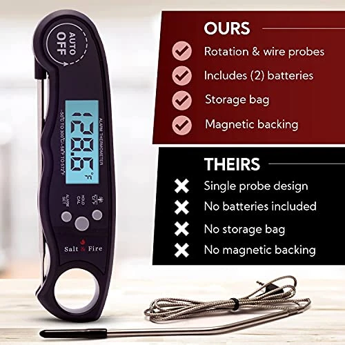 Digital Instant Read Meat Thermometer For Grill And Cooking - 2 In 1 Accurate BBQ Temperature Probe With Alarm Function And Backlit LCD Screen - Includes A Wired Oven Safe Meat Thermometer Probe 5 Digital Instant Read Meat Thermometer For Grill And Cooking - 2 In 1 Accurate BBQ Temperature Probe With Alarm Function And Backlit LCD Screen - Includes A Wired Oven Safe Meat Thermometer Probe - Image 5