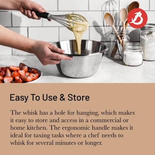 De Buyer GOMA Universal Whisk - 11.75” - Ideal For Commercial & Home Kitchens - Designed For Heavy, Frequent Use - Ergonomic & No-Slip Grip - Dishwasher Safe 4 De Buyer GOMA Universal Whisk - 11.75” - Ideal For Commercial & Home Kitchens - Designed For Heavy, Frequent Use - Ergonomic & No-Slip Grip - Dishwasher Safe - Image 4