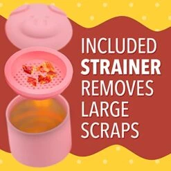 Xtra Large Pink Pig-Shaped Grease Container - Novelty Bacon Grease Container With Strainer - Cute Silicone Grease Jar To Dispose Or Store Drippings - Kitchen Grease Container - Giftable Grease Can -Peugeot Shop 518h84rihML