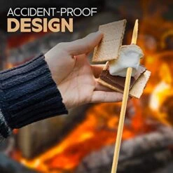 Marshmallow Smores Roasting Bamboo Sticks 120-Pack Extra Long - Safe For Kids Design 36 Inch, 5mm Thick Wooden, Disposable Biodegradable Skewers Outdoor BBQ/Firepit, Hot Dogs, Kebab, S'Mores (120) -Peugeot Shop 518of7qQorL