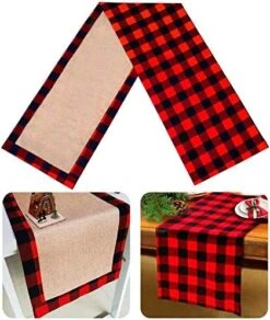 Christmas Table Runner Burlap & Cotton Black White Plaid Reversible Buffalo Check Table Runner For Christmas Holiday Birthday Party Table Home Decoration, 14 X 72 Inch -Peugeot Shop 518rXpSYVSL. AC