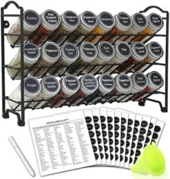 SWOMMOLY Spice Rack Organizer With 24 Empty Round Spice Jars, 396 Spice Labels With Chalk Marker And Funnel Complete Set, Spice Rack For Cabinet, Countertop Or Wall Mount, Black 8 SWOMMOLY Spice Rack Organizer With 24 Empty Round Spice Jars, 396 Spice Labels With Chalk Marker And Funnel Complete Set, Spice Rack For Cabinet, Countertop Or Wall Mount, Black -Peugeot Shop 518vIxv41IL. AC