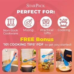 Ium Silicone Cooking Utensils Set - Five 10.5" Pieces - Kitchen Utensil Set Heat Resistance To 600°F - Hygienic One-Piece Design Silicone Utensil Set For Mixing & Cooking (Blue) -Peugeot Shop 518wdBUDMcL