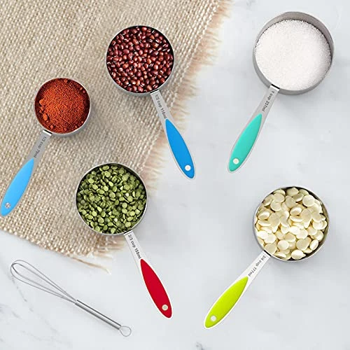 Measuring Cups And Measuring Spoons Set, Wildone Stainless Steel 8 Measuring Cups, 10 Measuring Spoons, 1 Leveler 1 Whisk & 5 Mini Spoons, For Dry And Liquid Ingredient - 25 Piece Multicolor 5 Measuring Cups And Measuring Spoons Set, Wildone Stainless Steel 8 Measuring Cups, 10 Measuring Spoons, 1 Leveler 1 Whisk & 5 Mini Spoons, For Dry And Liquid Ingredient - 25 Piece Multicolor - Image 5