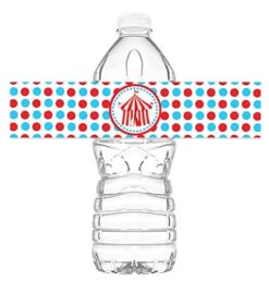 POP Parties Circus Carnival Bottle Wraps - 20 Circus Water Bottle Labels - Carnival Decorations - Made In The USA