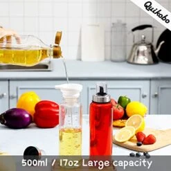 Olive Oil Dispenser Bottle - 17 Oz Oil And Vinegar Dispenser Set 2 Pack, Oil Bottles For Kitchen No-Drip Glass Cooking,Oil Container, Oil Vinegar Cruet Soy Sauce Dispenser Set With Caps -Peugeot Shop 519BA44jkML