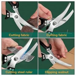 Poultry Shears, Multi-Purpose Kitchen Scissors, Heavy Duty Kitchen Shears With Unique Curve Blade, No Rust Cooking Knives For Turkey Poultry Chicken Meat Bone Nuts Cardboard (Black) -Peugeot Shop 519Phlf0kmL