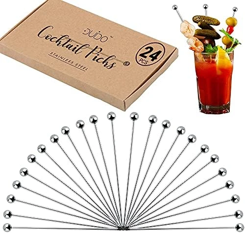 Cocktail Picks Stainless Steel Toothpicks - (12 Pack / 4 Inch) Martini Picks Reusable Fancy Metal Drink Skewers Garnish Sticks For Martini Olives Appetizers Bloody Mary Brandied 5 Cocktail Picks Stainless Steel Toothpicks - (12 Pack / 4 Inch) Martini Picks Reusable Fancy Metal Drink Skewers Garnish Sticks For Martini Olives Appetizers Bloody Mary Brandied - Image 5