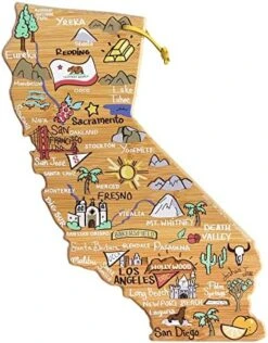 Exas State Shaped Cutting Board And Charcuterie Serving Platter With Artwork By Fish Kiss, Includes Hang Tie For Wall Display -Peugeot Shop 519SGLnb5ZL. AC