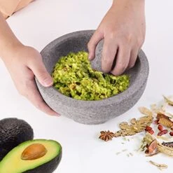 Mortar And Pestle Set, 8 Inch 4 Cups Unpolished Granite Grinder Bowl, Large Molcajete Mexicano Bowl Grinder Stone Handmade For Crushing/Grinding-Guacamole,Spices,Salsa And Pesto (Gray) 11 Mortar And Pestle Set, 8 Inch 4 Cups Unpolished Granite Grinder Bowl, Large Molcajete Mexicano Bowl Grinder Stone Handmade For Crushing/Grinding-Guacamole,Spices,Salsa And Pesto (Gray) -Peugeot Shop 519ScULk0lL