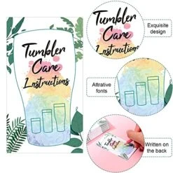 200 Pieces Tumbler Care Instructions Cards Cup Mug Care Instructions 3.5 X 2 Inch Packaging Customer Direction Card For Tumbler, Cup, Mug Small Business Online Shop Owner