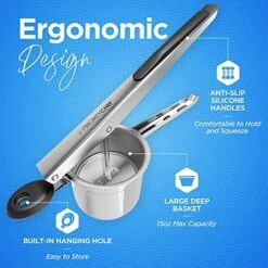 Large 15oz Potato Ricer, Heavy Duty Stainless Steel Potato Masher And Ricer Kitchen Tool, Press And Mash Kitchen Gadget For Perfect Mashed Potatoes - Everytime -Peugeot Shop 519V0XDAK9L