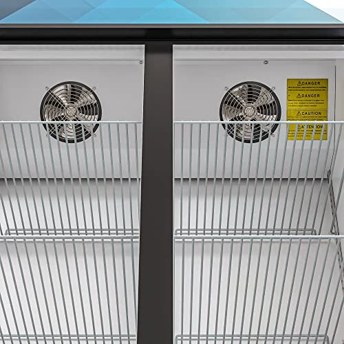 - MDR-2GD-35C 45" Commercial Glass 2 Door Display Refrigerator Merchandiser - Upright Beverage Cooler With LED Lighting - 35 Cu. Ft, Black 2 - MDR-2GD-35C 45" Commercial Glass 2 Door Display Refrigerator Merchandiser - Upright Beverage Cooler With LED Lighting - 35 Cu. Ft, Black - Image 2