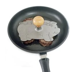 Cast Iron Pig Shaped Bacon Press With Wood Handle, 8.5in/21.5cm 12 Cast Iron Pig Shaped Bacon Press With Wood Handle, 8.5in/21.5cm -Peugeot Shop 519ZenacQ9L