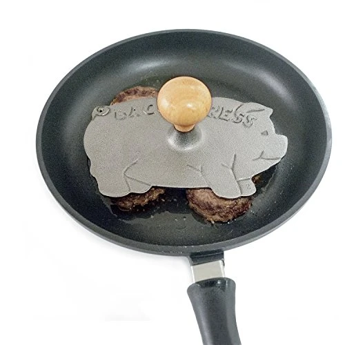 Cast Iron Pig Shaped Bacon Press With Wood Handle, 8.5in/21.5cm 6 Cast Iron Pig Shaped Bacon Press With Wood Handle, 8.5in/21.5cm - Image 6