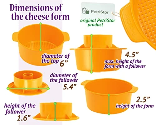 2 Pcs Cheesemaking Kit Сheese Mold Press Strainer Cheese With Follower Piston 40 Oz (1,2 Liters) Tofu Press Mold Cheese Making Kit Machine Color Yellow 5 2 Pcs Cheesemaking Kit Сheese Mold Press Strainer Cheese With Follower Piston 40 Oz (1,2 Liters) Tofu Press Mold Cheese Making Kit Machine Color Yellow - Image 5
