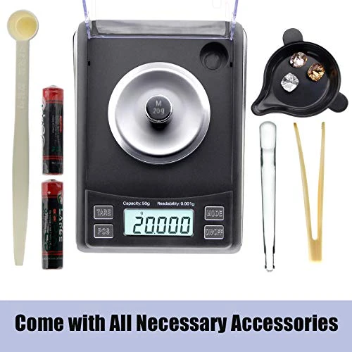 Digital Milligram Scale 50/0.001 G, High Precision Jewelry Scale With 20g Cal Weight, Scoop, Powder Pan And Tweezers For Powder Medicine, Reloading(Batteries Included) 3 Digital Milligram Scale 50/0.001 G, High Precision Jewelry Scale With 20g Cal Weight, Scoop, Powder Pan And Tweezers For Powder Medicine, Reloading(Batteries Included) - Image 3