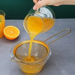 Gold Fine Mesh Strainer 3 Pieces Set, Golden Flour Sifter For Baking, Stainless Steel Clander, Gold Matcha Tea Strainer, Gravy Separator, Stasher Sieve Pasta Strainers -Peugeot Shop 519etN64ysS