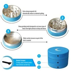 1.5 Inch Blue With White Moon Kitchen Crusher - 3 Piece Small Metal Matte Crusher -Peugeot Shop 519mDCENIfL