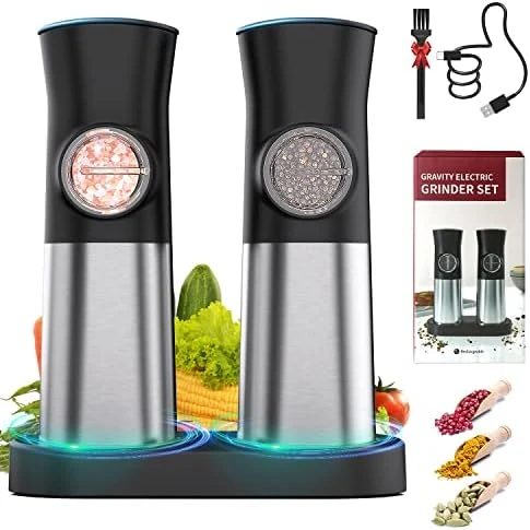 2 Pack Electric Salt And Pepper Grinder Set With USB Rechargeable - No Battery Needed, Ansbell Automatic Salt And Pepper Grinder, Gravity Pepper Mill Grinder Refillable, Adjustable Coarseness 7 2 Pack Electric Salt And Pepper Grinder Set With USB Rechargeable - No Battery Needed, Ansbell Automatic Salt And Pepper Grinder, Gravity Pepper Mill Grinder Refillable, Adjustable Coarseness - Image 7