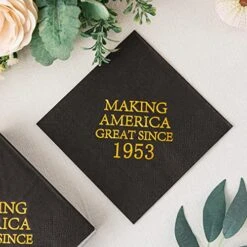 70th Birthday Disposable Napkins Black And Gold Dessert Beverage Cocktail Cake Napkins 70th Birthday Decoration Party Supplies For Man Making Great Since 1953, 50 Pack 4.9"x4.9" Folded -Peugeot Shop 519rq6zui4L