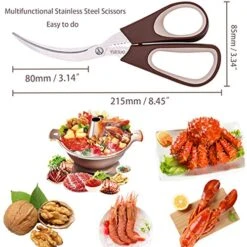 Kitchen Shears Scissors By LEZIFU Crab Crackers And Tools, Large - 8.45"L,Crab Legs, King Crab, Lobster, Shellfish, Prawns,Crawfish(Pack Of 2) -Peugeot Shop 519uRujhbjL