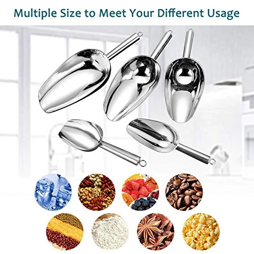 8 Ounce Ice Scoop Set Of 2, E-far Stainless Steel Scoops For Ice Cube/Candy/Flour/Sugar, Metal Utility Scoops For Party, Baking, Kitchen Pantry, Rust Free & Dishwasher Safe 7 8 Ounce Ice Scoop Set Of 2, E-far Stainless Steel Scoops For Ice Cube/Candy/Flour/Sugar, Metal Utility Scoops For Party, Baking, Kitchen Pantry, Rust Free & Dishwasher Safe - Image 7