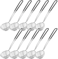 Hot Pot Strainer Scoops, Stainless Steel Hot Pot Strainer Spoons 2.5 Inch Mini Mesh Skimmer Spoon Asian Strainer Ladle With Handle (Black,6 Pieces) -Peugeot Shop 51A4NJ waAL. AC