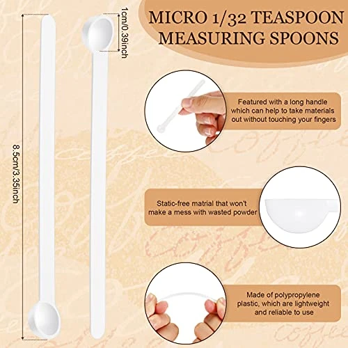 1/32 Teaspoon Micro Scoops 150 Milligram Mini Measuring Spoons Tiny Little Plastic Scoop For Measuring Cosmetics, Medicines, Powders, Glitter And Seasoning (White,16 Pieces) 2 1/32 Teaspoon Micro Scoops 150 Milligram Mini Measuring Spoons Tiny Little Plastic Scoop For Measuring Cosmetics, Medicines, Powders, Glitter And Seasoning (White,16 Pieces) - Image 2