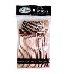 Rose Gold Glossy Plastic Spoons | 5 1/2" X 1", 24 Pcs, Count