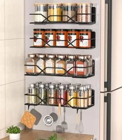 Stofiro Magnetic Spice Rack For Refrigerator, 4 Pack Spice Rack Organizer, Super Strong Magnetic Spice Racks With 4 Removable Hooks, Sturdy & Multiple Use, Saving Space & Keeping Tidy(Black) 10 Stofiro Magnetic Spice Rack For Refrigerator, 4 Pack Spice Rack Organizer, Super Strong Magnetic Spice Racks With 4 Removable Hooks, Sturdy & Multiple Use, Saving Space & Keeping Tidy(Black) -Peugeot Shop 51AJ68 oQuL. AC