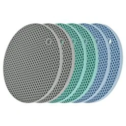 Siicone Trivets For Hot Dishes, Trivet Mat Hot Pads For Kitchen Tabletop, Trivets For Hot Pots And Pans, Round Silicone Pot Holders Mat, Trivets For Quartz Countertops Mats Set 4 Mixing Color