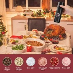 Electric Pepper Grinder Pepper Mill, Battery Operated Salt Grinder, Automatic Pepper Mill With LED Light, One-hand Button Control, Adjustable Coarseness, For Rock Salt, Spices (No Battery) -Peugeot Shop 51ARWDfVW0L