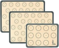 Baking Mat Macaron - Set Of 3 (2 Half Sheet Liners And 1 Quarter Sheet), Non Stick Silicon Cookie Oven Liner For Macaroons, Bake Pans, Pizza, Toaster, Cake And Bread Making (Red,Blue,Gray) -Peugeot Shop 51AUBNZnMJL. AC