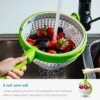 Salad Spinner Collapsible Compact Vegetable Washer White And Green Cleaner Fruit Dryer Noodle Colander Lettuce Strainer Veggie Wash Easy To Store Foldable Handle