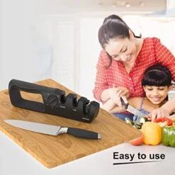 Knife Sharpener With Adjustable Angle, Coarse And Fine Sharpeners, And Scissor Sharpening - Non-Slip Base, Ergonomic Handle, And Durable Materials -Peugeot Shop 51AbwnkLcnL