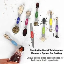 Magnetic Measuring Spoons Set Stainless Steel With Leveler,Multicolors Measuring Cups And Spoon Set Kitchen Gadgets Apartment Essentials Fits In Spice Jars,Stackable Metal Tablespoon Spoon For Baking -Peugeot Shop 51AhWXwbnpL