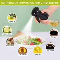 Oil Sprayer For Cooking, Olive Oil Sprayer Mister, 200ml Glass Oil Spray Bottle, Kitchen Gadgets Accessories For Air Fryer,Canola Oil Spritzer, Widely Used For Salad Making,Baking Frying, BBQ -Peugeot Shop 51ApOWDkJFL
