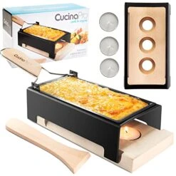 Heese Raclette W Foldable Handle- Candlelight Cheese Melter Pan W Spatula And 3 Tea Light Candles - Melts In Under 4 Minutes, Small Portable, Great For Dinner Parties, Appetizers, Housewarming Gift -Peugeot Shop 51AxGuUnMnL