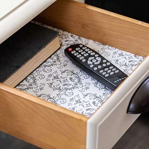 Smooth Top Easy Liner Shelf Liner, Top Cabinet Multipack, 6-Rolls, Each 12" Width, 10' Length, Grey Damask 6 Smooth Top Easy Liner Shelf Liner, Top Cabinet Multipack, 6-Rolls, Each 12" Width, 10' Length, Grey Damask - Image 6